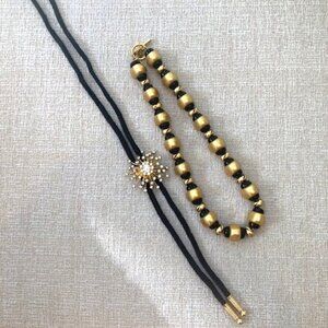 2 Vintage Pieces - Lanyard and Black/gold tone necklace